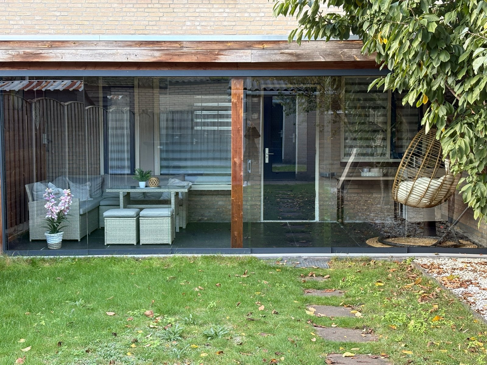Glazen overkapping met houten constructie, Tuin en Terras, Ophalen, Zo goed als nieuw, Overige typen