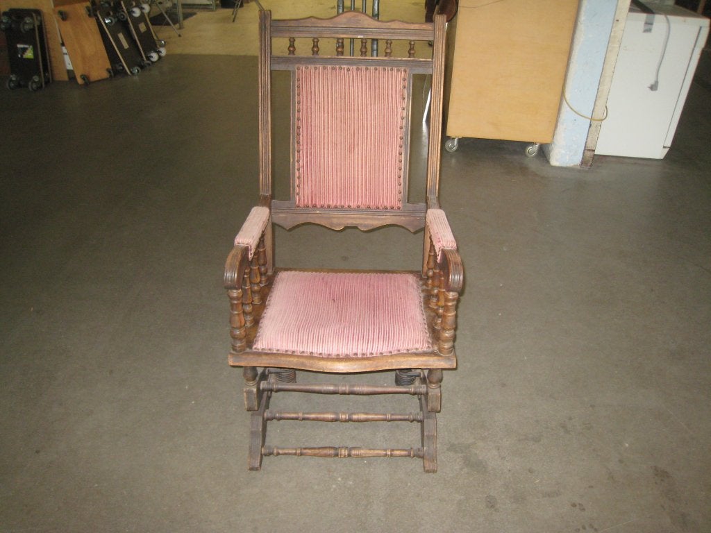 Antieke houten schommelstoel, vroeg 20ste eeuw, Huis en Inrichting, Stoelen, Niet ingevuld, Gebruikt, Niet ingevuld, Niet ingevuld