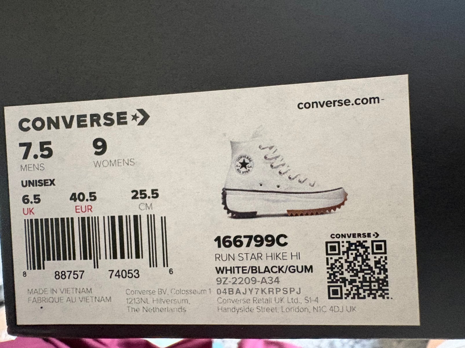 Converse Run Star Hike Hi Wit – Nieuw in Doos – Maat 40.5, Ophalen, Zo goed als nieuw, Wit, Sneakers of Gympen