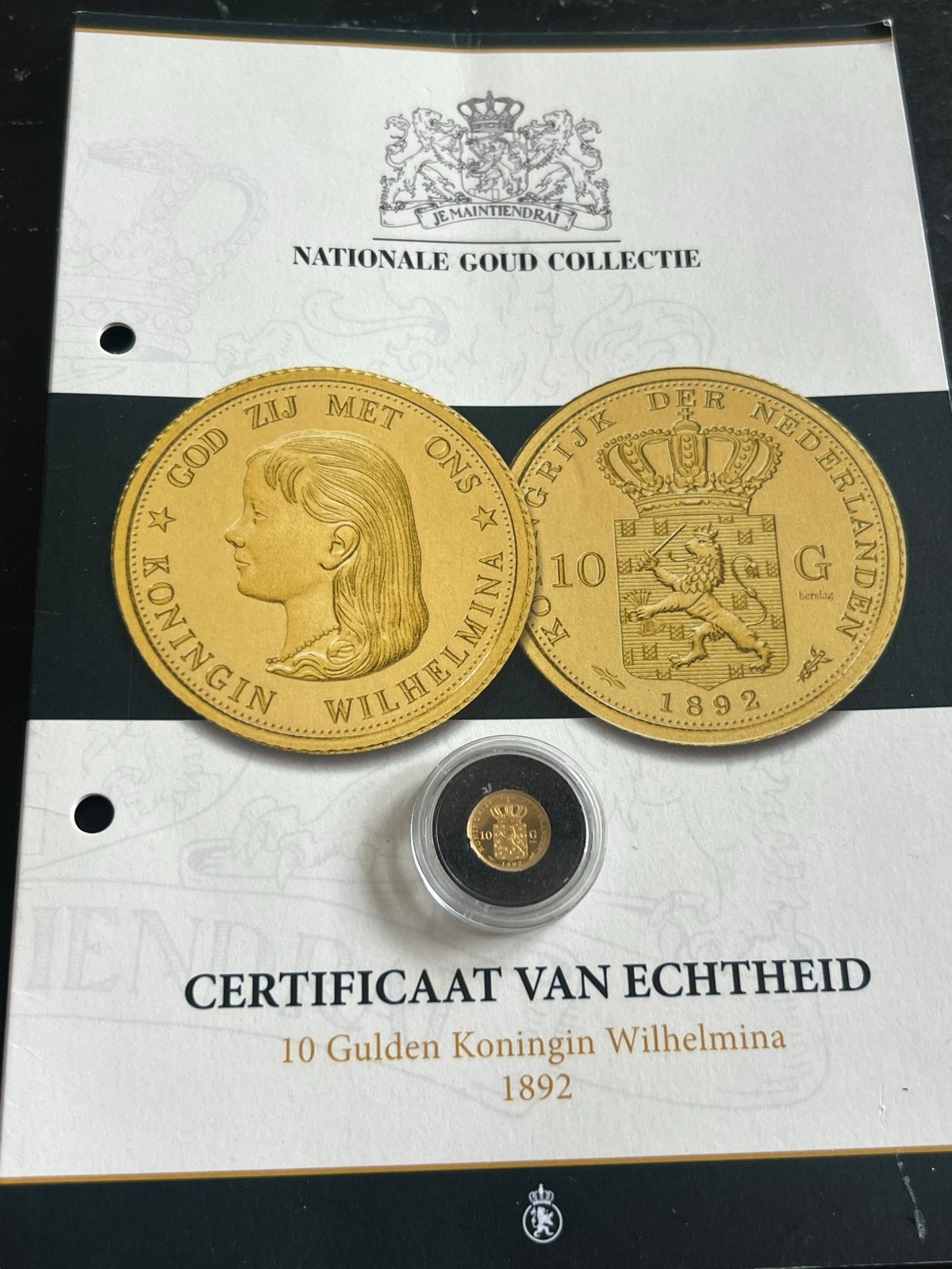 Gouden 10 Gulden Koningin Wilhelmina 1892 met Certificaat, Postzegels en Munten, Koningin Wilhelmina, Losse munt, 10 gulden, Goud