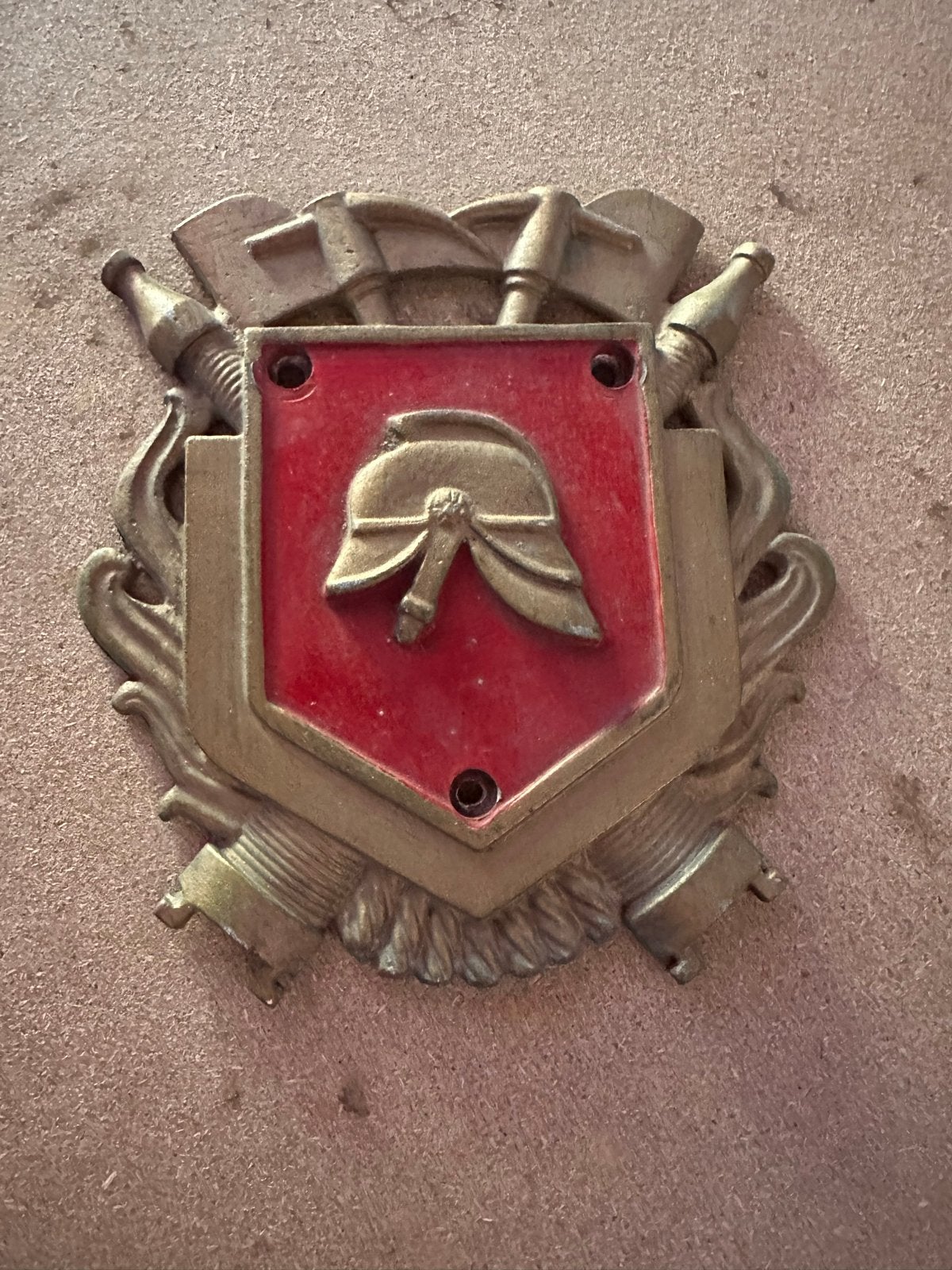 Vintage Aluminium Brandweer Embleem, Ophalen of Verzenden