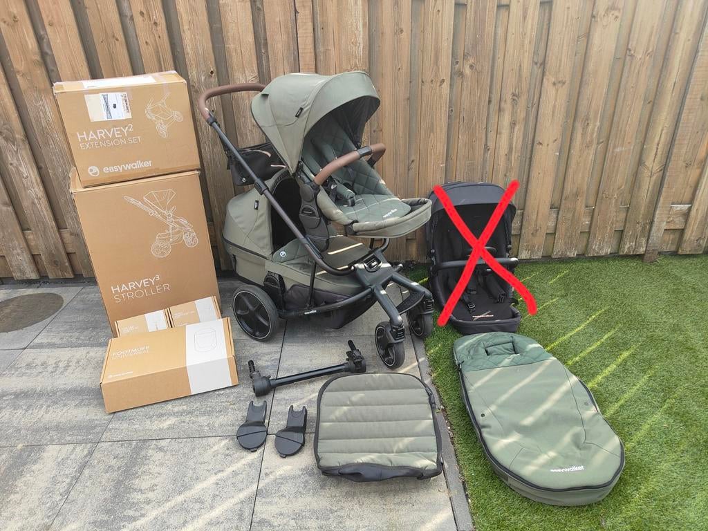 Easywalker Harvey 3 Premium Emerald Green - Compleet voor 2!, Overige merken, Ophalen of Verzenden, Zo goed als nieuw, Combiwagen