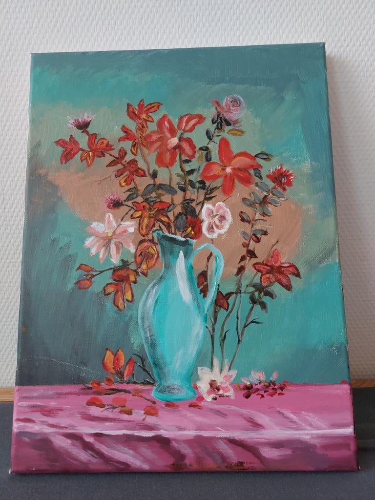Bloemen in vaas, Ophalen of Verzenden