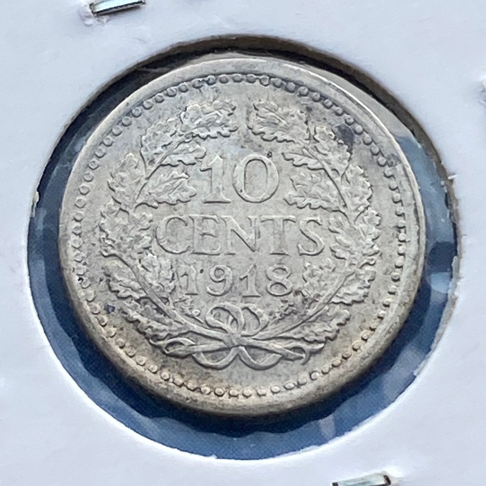 10 Cent / Zilveren dubbeltje uit 1918 van Wilhelmina, Verzenden, Zilver, 10 cent, Koningin Wilhelmina