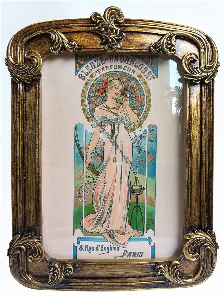 Litho Alphonse Mucha Parfum Barok Art Nouveau Frame, Antiek en Kunst, Ophalen of Verzenden