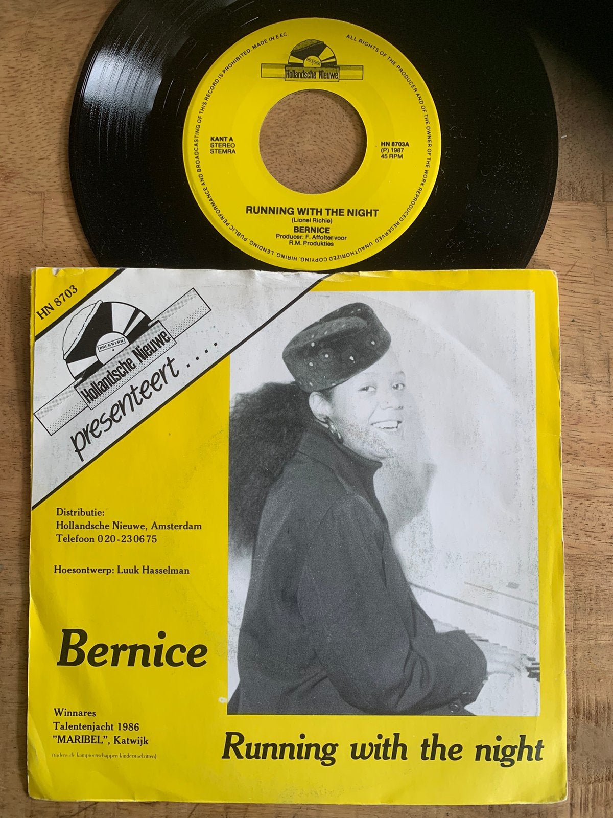 Nederpop Piraten Bernice single Running with the night 1987, Cd's en Dvd's, Vinyl Singles, Ophalen of Verzenden, Gebruikt, Pop