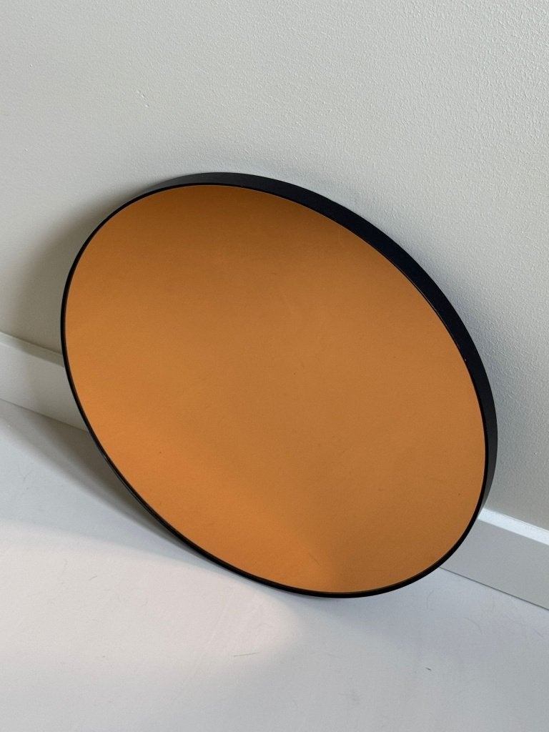 Rose gold spiegel met zwart frame, Huis en Inrichting, Woonaccessoires | Spiegels, Ophalen, Minder dan 50 cm, Rond, Zo goed als nieuw