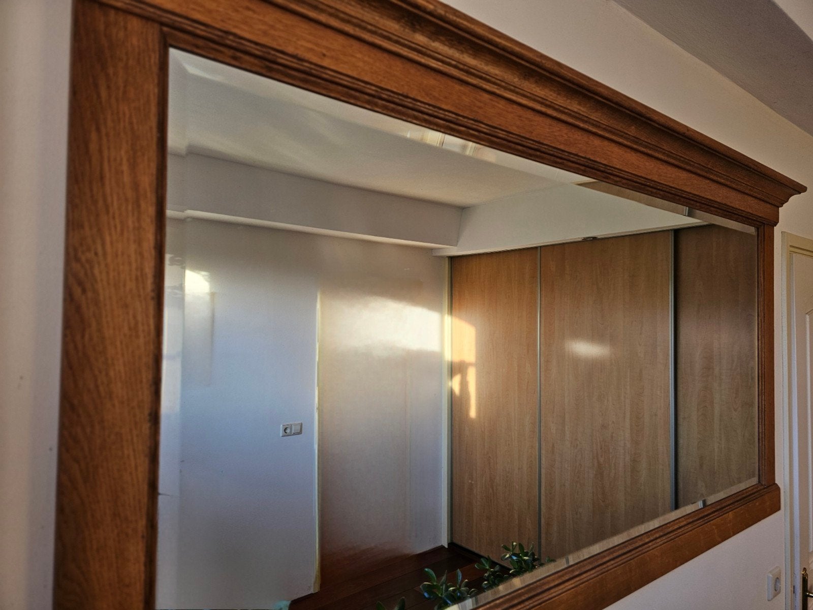 Spiegel met eiken lijst (177x93 cm), Ophalen, Gebruikt, 125 cm of meer, Minder dan 100 cm