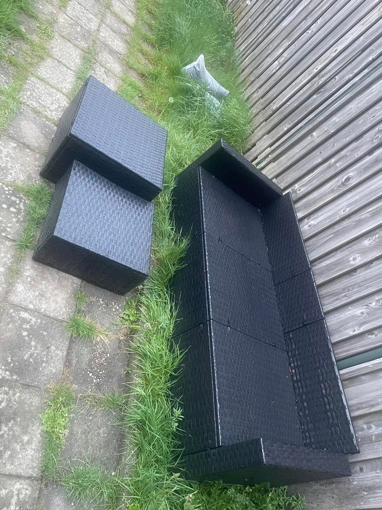 Tuin stoelen set met gebruikssporen, Ophalen, Zo goed als nieuw, Rechthoekig, Kunststof
