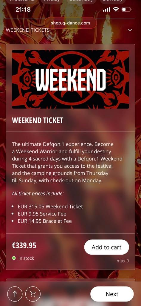 Defqon 1 weekend tickets 2x, Twee personen