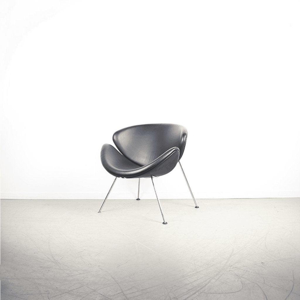 Artifort Slice Fauteuil Zwart Leer, Huis en Inrichting, Fauteuils, Niet ingevuld, Zo goed als nieuw, Niet ingevuld, Niet ingevuld
