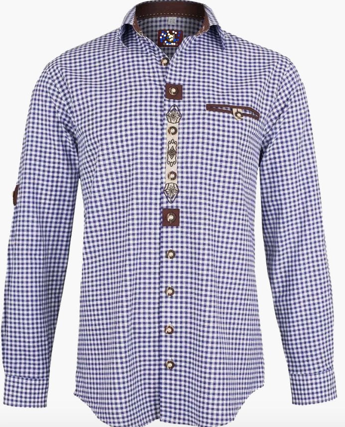 Trachten overhemd maat blauw/wit s tm 4xl 100%katoen (nieuw), Ophalen of Verzenden, Nieuw, Blauw, Halswijdte 43/44 (XL)