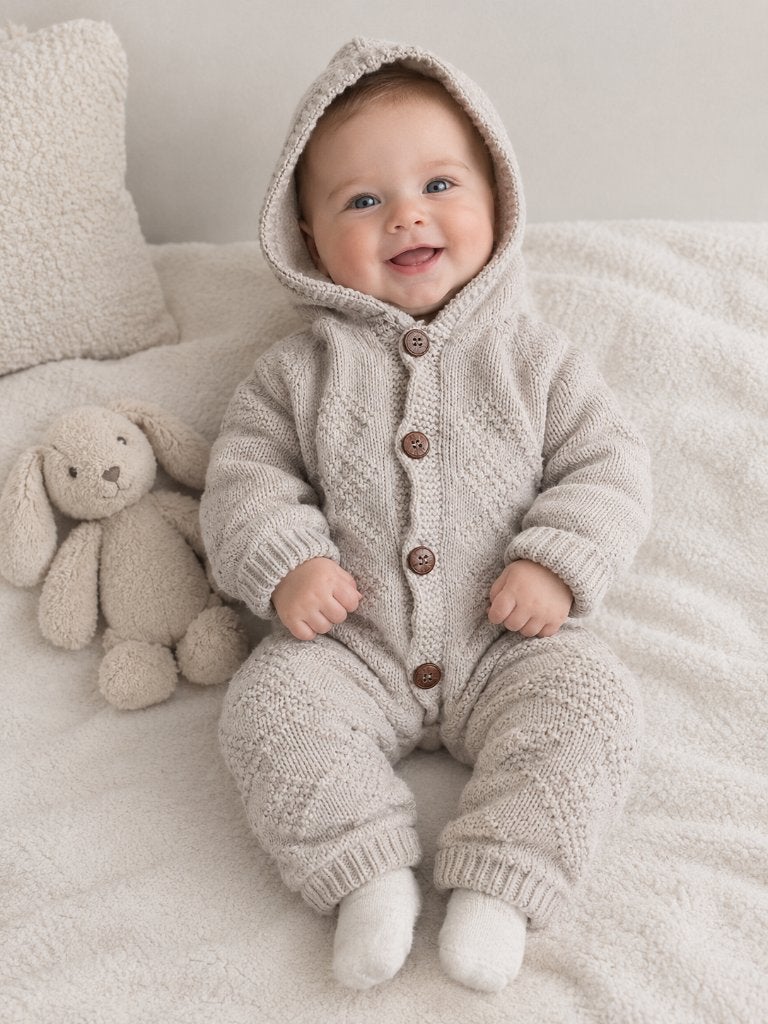 Boxpakje Caramini Knitwear beige kleur gevoerd 6-9 mnd NIEUW, Kinderen en Baby's, SO, Jongetje of Meisje, Jurkje of Rokje, Nieuw
