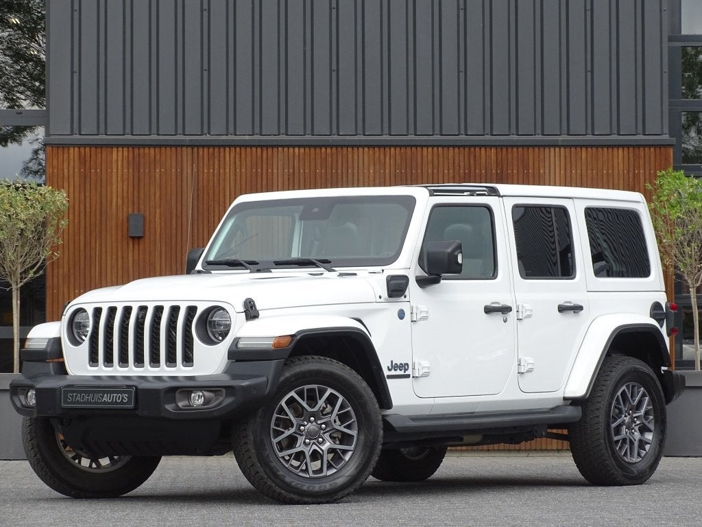 Jeep Wrangler Unlimited Hybrid 380PK 4xe / 80th Anniversary, Automaat, 4 cilinders, Wit, Leder