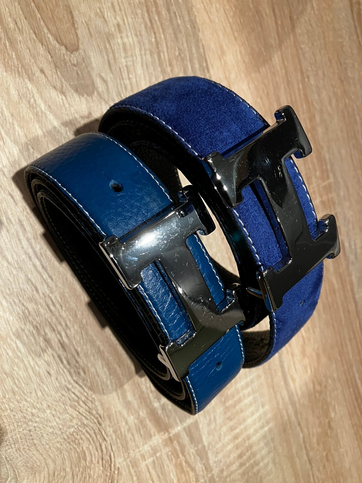Blauwe leren en suede riemen, Ophalen of Verzenden, Zo goed als nieuw, Overige kleuren