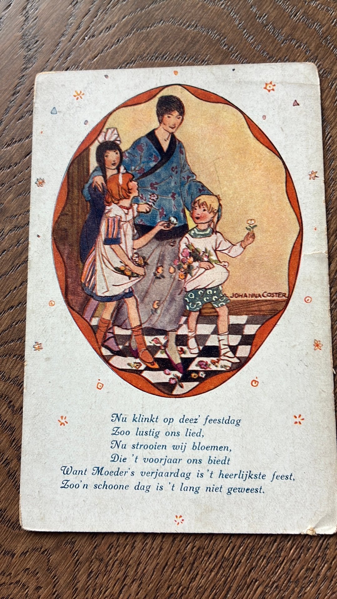Johanna Koster. Feestdag, met gedicht., Ophalen of Verzenden, Ongelopen