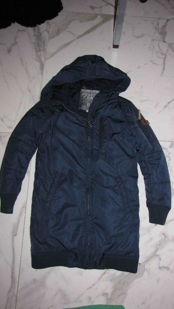 152 MOSCOW blauwe winterjas parka, Kinderen en Baby's, Ophalen of Verzenden, Zo goed als nieuw, Meisje, Jas