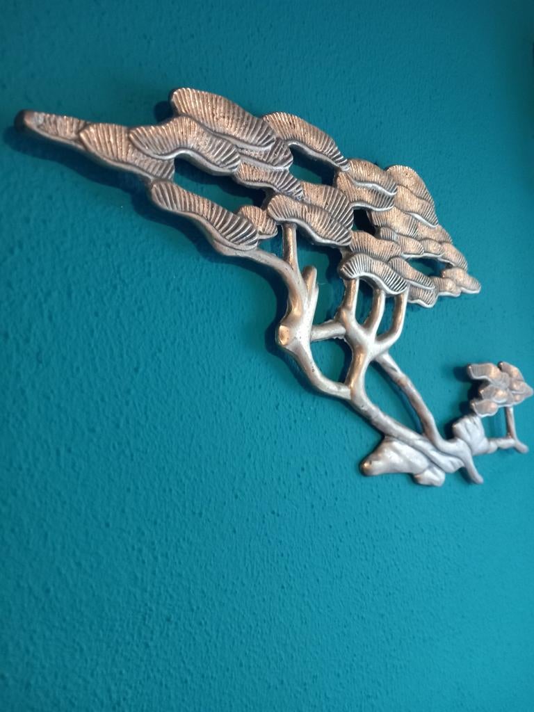 Retro messing wandsculptuur uit de jaren 70. Mid Century, Ophalen of Verzenden