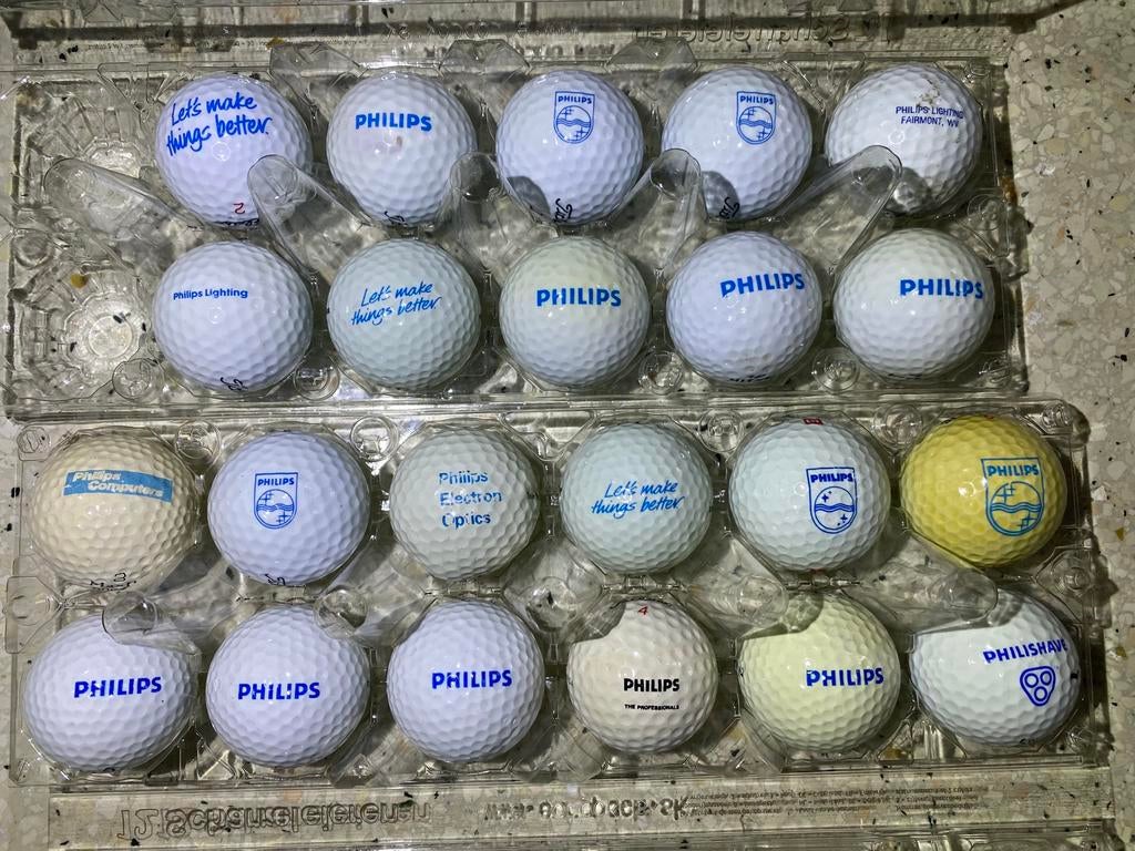 22 golfballen met embleem Philips reclame  logo, Ophalen of Verzenden, Zo goed als nieuw, Bal(len)