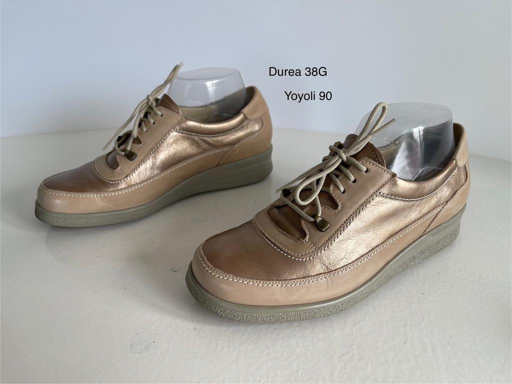 90) Durea 5 G (38G ) leren veterschoenen bruin en goud, Overige kleuren, Ophalen of Verzenden, Sneakers of Gympen, Zo goed als nieuw