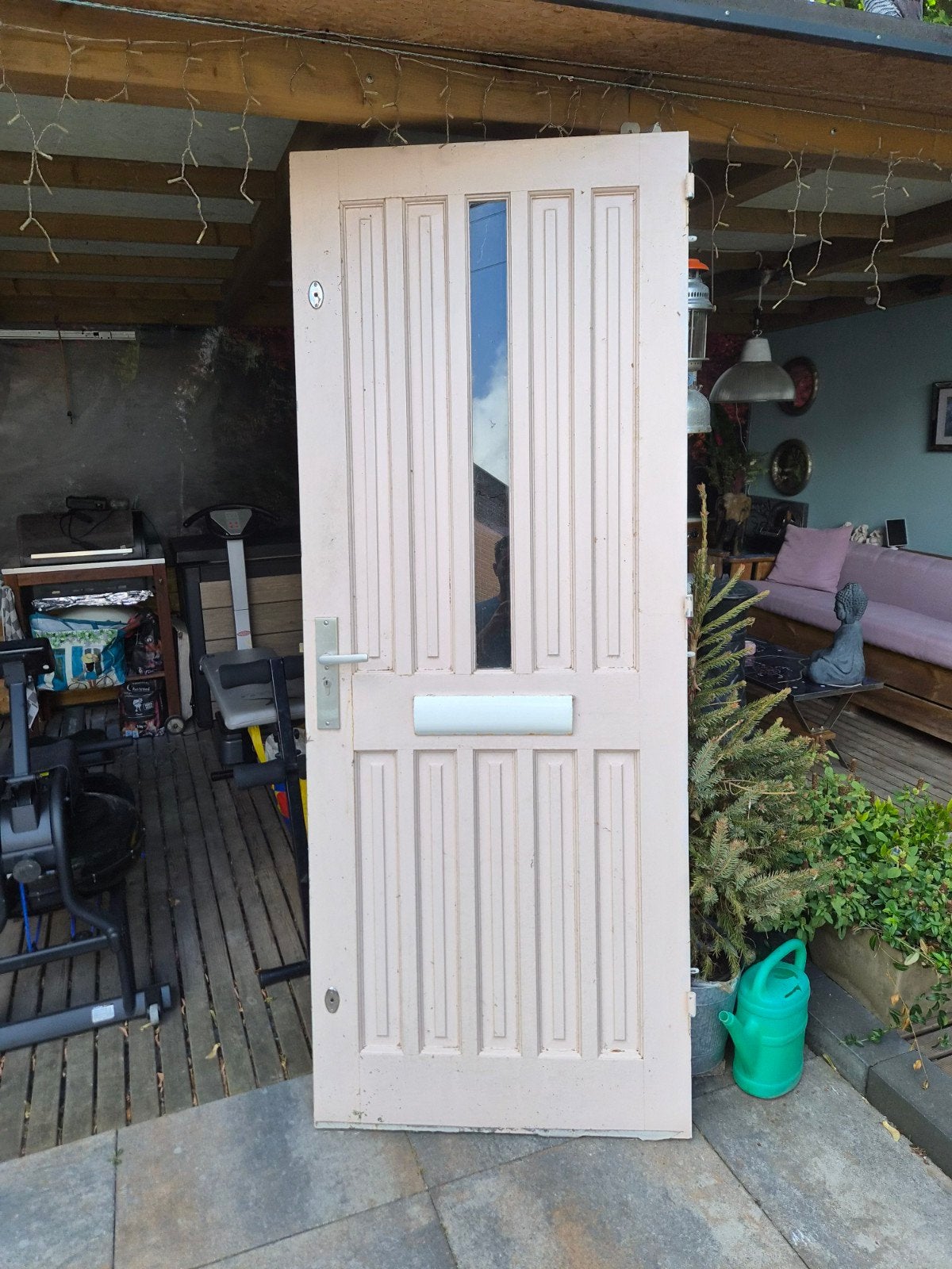 Merbau massieve voordeur., Ophalen, Gebruikt, 80 tot 100 cm, Buitendeur