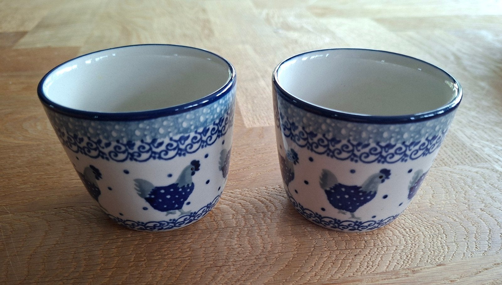 4 Bunzlau tumbler bekers - koe en kippen, ., Keramiek, Ophalen of Verzenden, Zo goed als nieuw