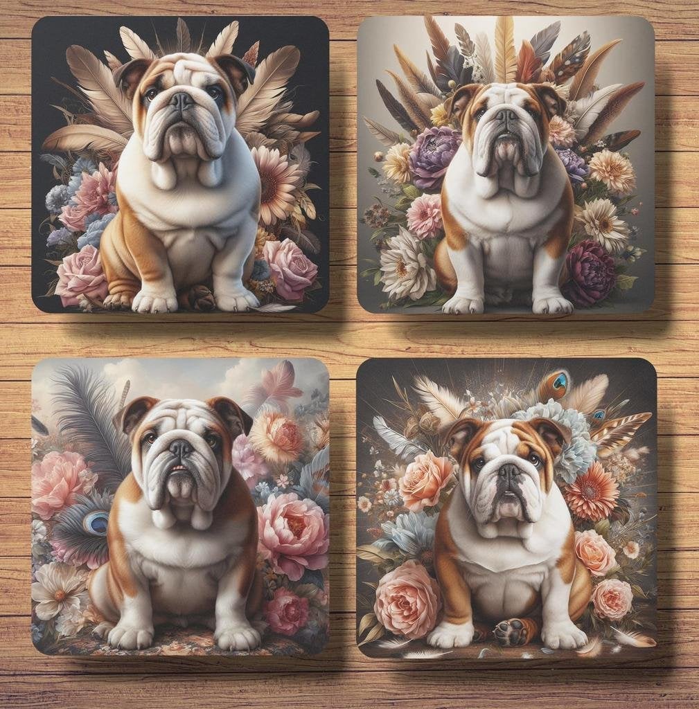 Engelse Bulldog Barok stijl onderzetters met houder, Ophalen of Verzenden, Nieuw, Glas of Kopje