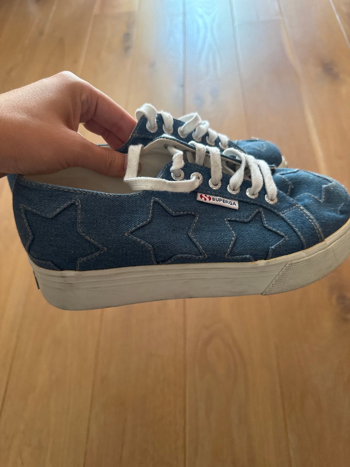 Superga Lizzy van der Ligt gympen maat 39, Ophalen of Verzenden, Gedragen, Blauw, Sneakers of Gympen