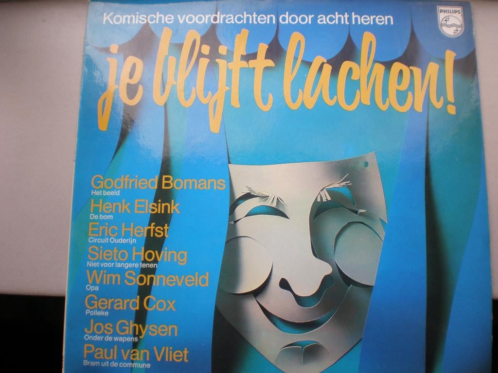 Je blijft lachen, komische voordrachten van 8 heren  1973, Gebruikt, Overige genres, 12 inch, Inclusief binnenhoes