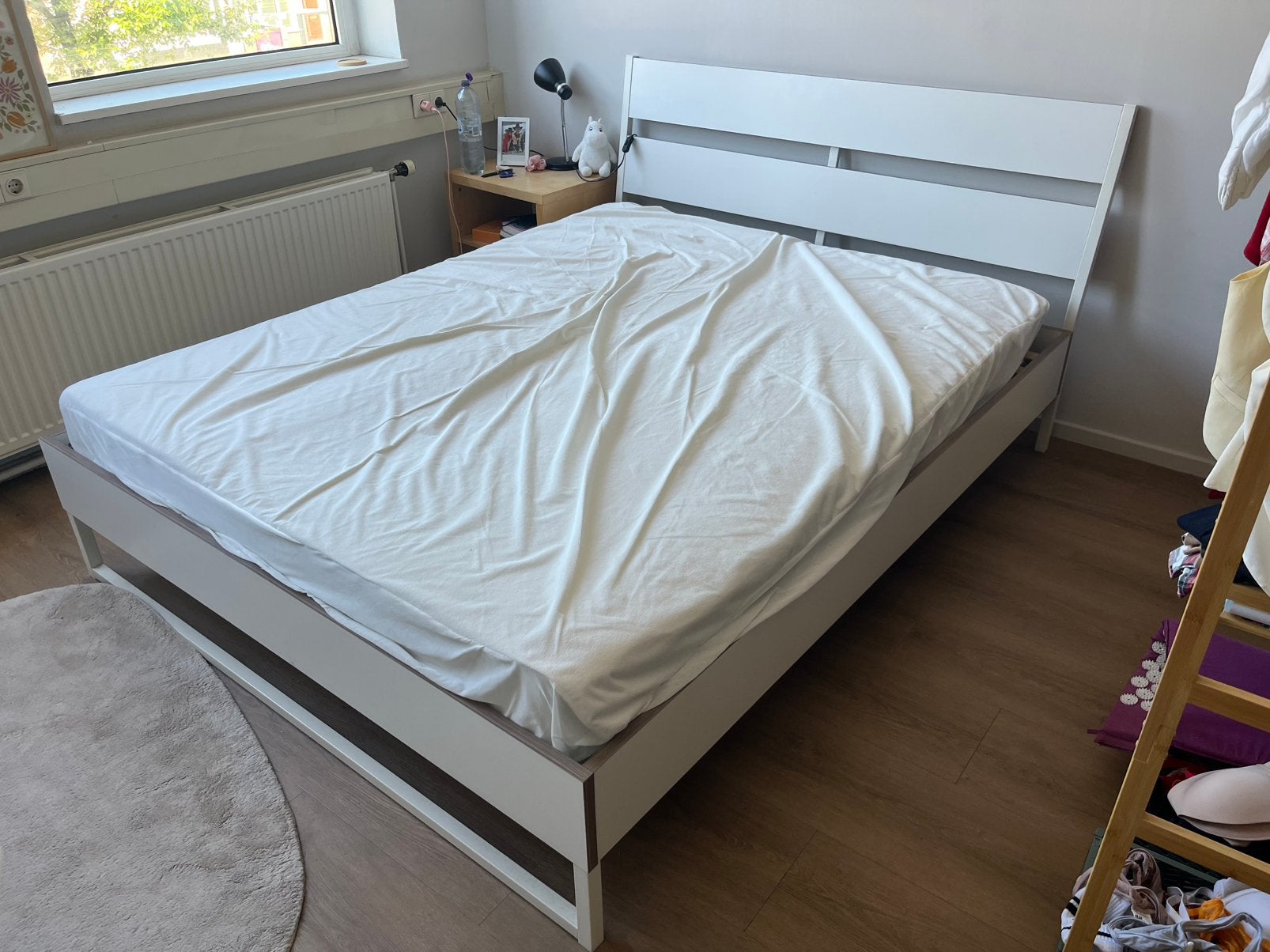 IKEA Bed, Ophalen, Wit, Tweepersoons, Zo goed als nieuw