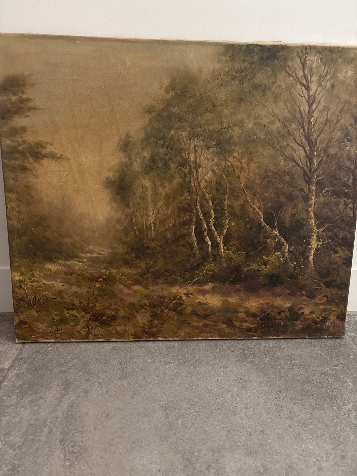 Schilderij:Boslandschap, Olieverf op Doek, Ophalen, Doek, Landschap, Olieverf