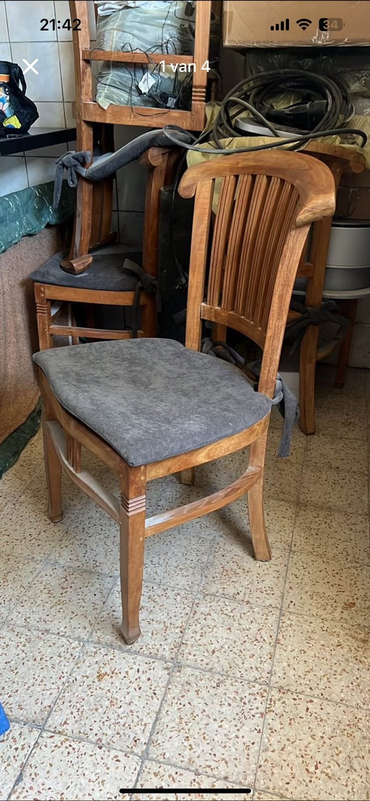 Landelijke teak houten stoelen, Antiek en Kunst, Ophalen