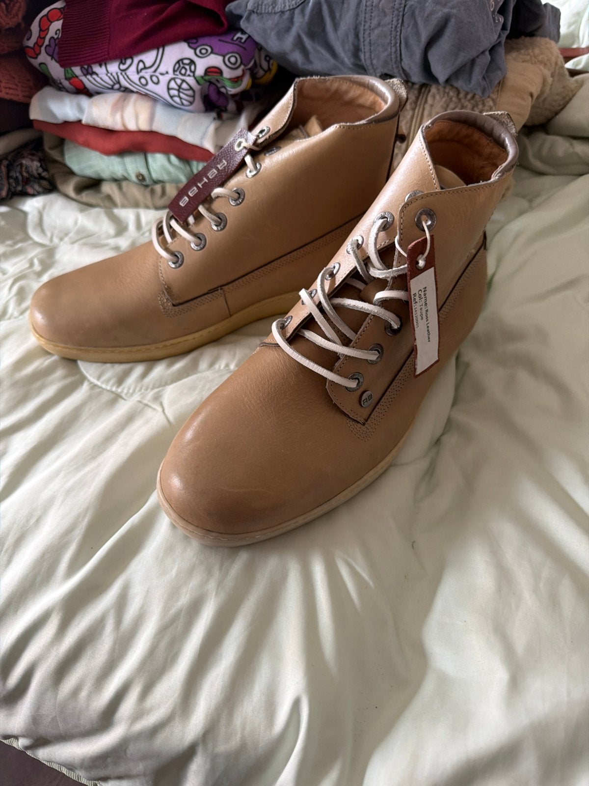 Nieuwe Ross Leather Taupe Enkellaarzen - Maat 41, Ophalen, Overige kleuren, Nieuw, Veterschoenen