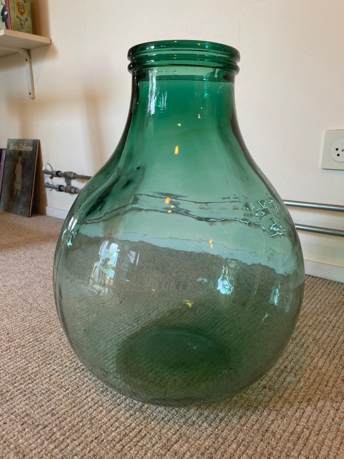 Oude gistingsfles groen glas wijde hals, Ophalen