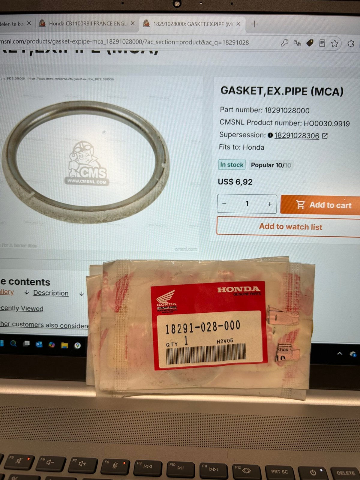 Honda cb350f 400 benly xl uitlaat pakking nieuw 4 stuks atc, Ophalen of Verzenden, Nieuw