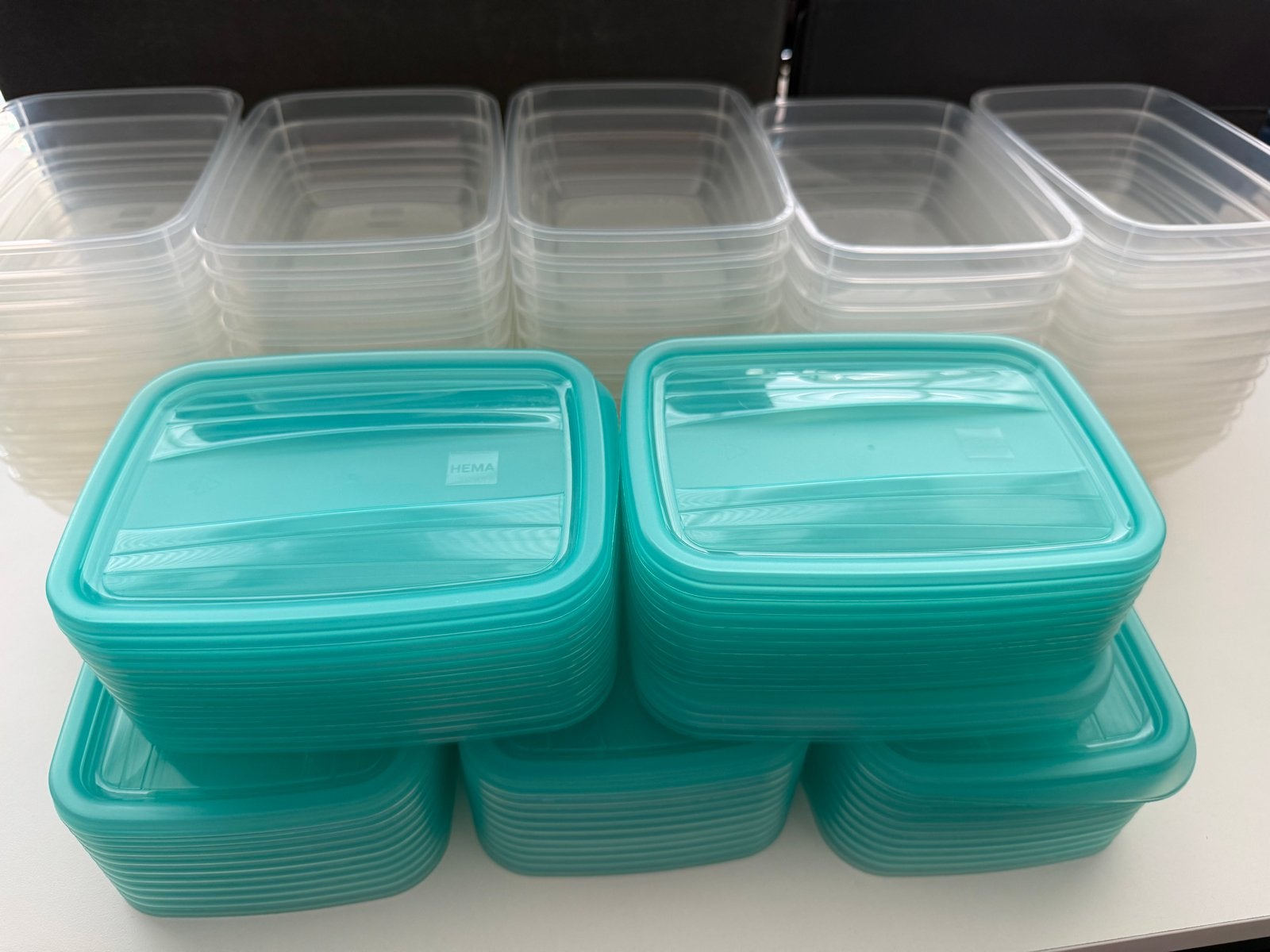 50 Hema bewaarbakjes met deksel - 0,5 liter, Overige typen, Kunststof, Ophalen of Verzenden, Zo goed als nieuw