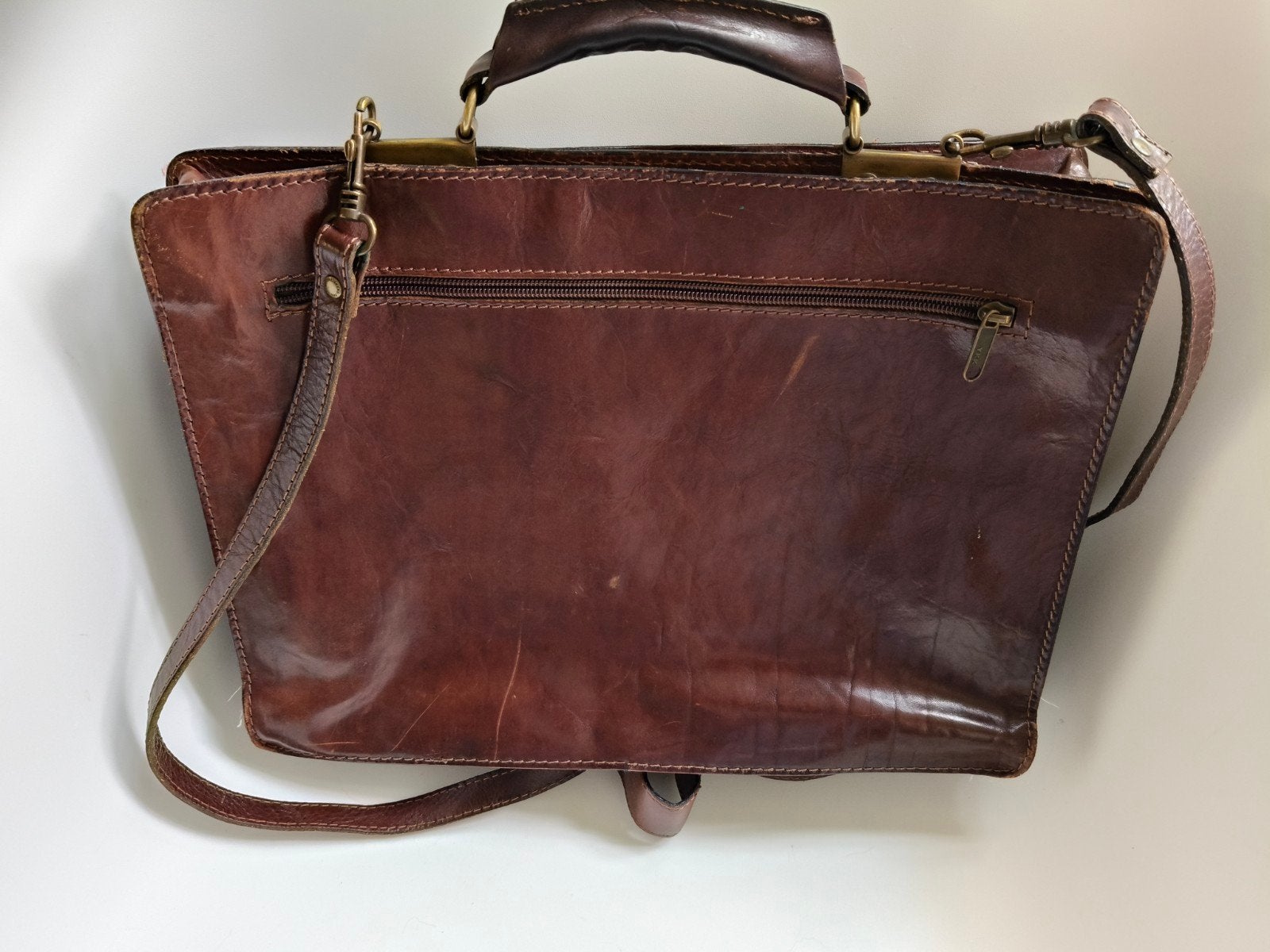 Leren aktetas /laptoptas/schoudertas The Trend - Bruin, Ophalen of Verzenden, Gebruikt, Bruin, Overige typen