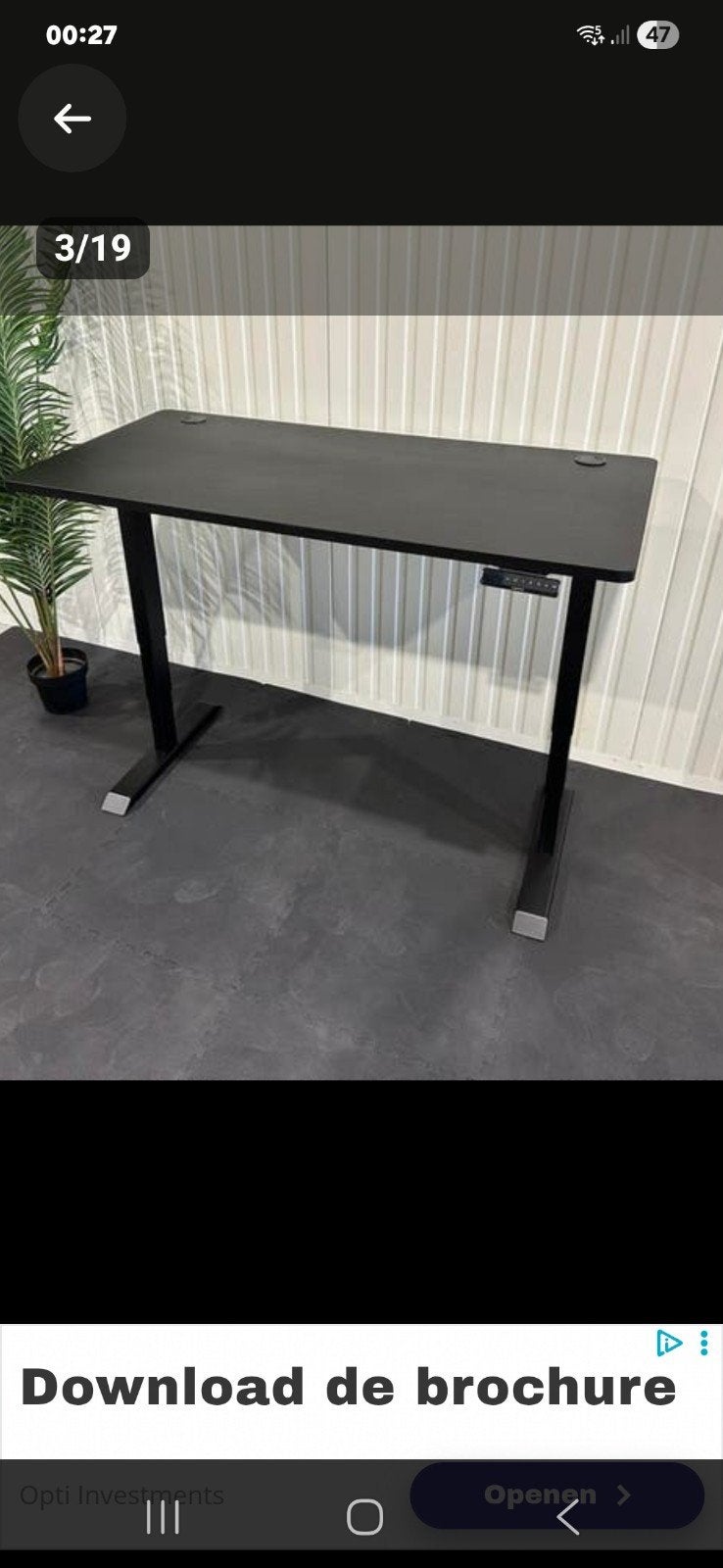 Zwart Zit Bureau - Verstelbaar, Huis en Inrichting, Ophalen, Zwart, 160 cm, Gebruikt