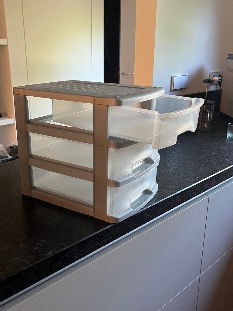 2x Opbergcassettes met 3 laden, stapelbaar, Ophalen, Gebruikt, Overige typen, Minder dan 50 cm