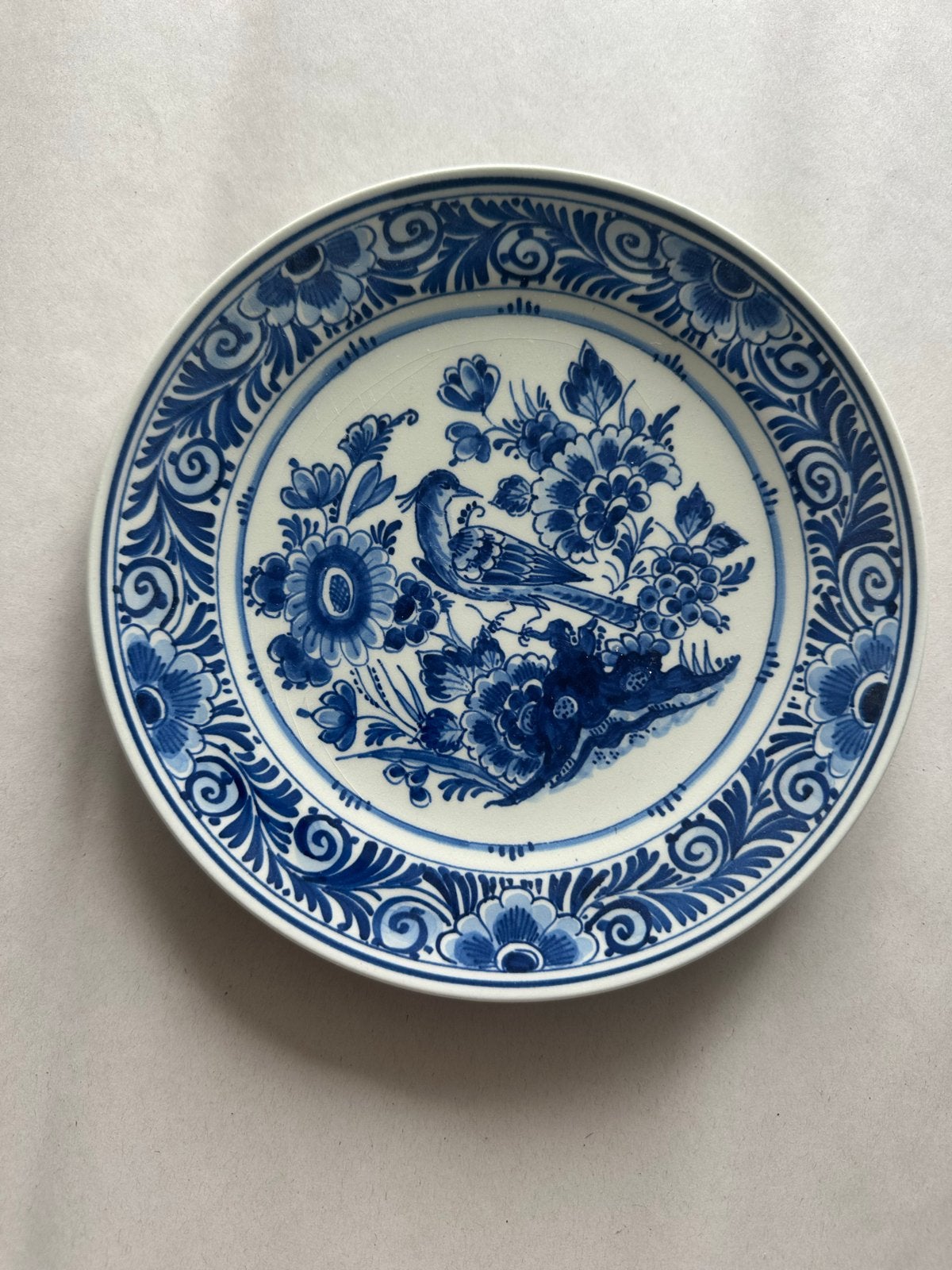 Delfts Blauw Wandbord met Vogel en Bloemen, Antiek en Kunst, Antiek | Wandborden en Tegels, Ophalen
