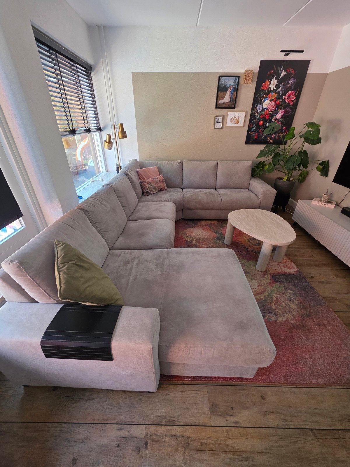 Grote comfortabele hoekbank, lichtgrijs, Ophalen, Gebruikt, Modern, Scandinavisch, Hoekbank
