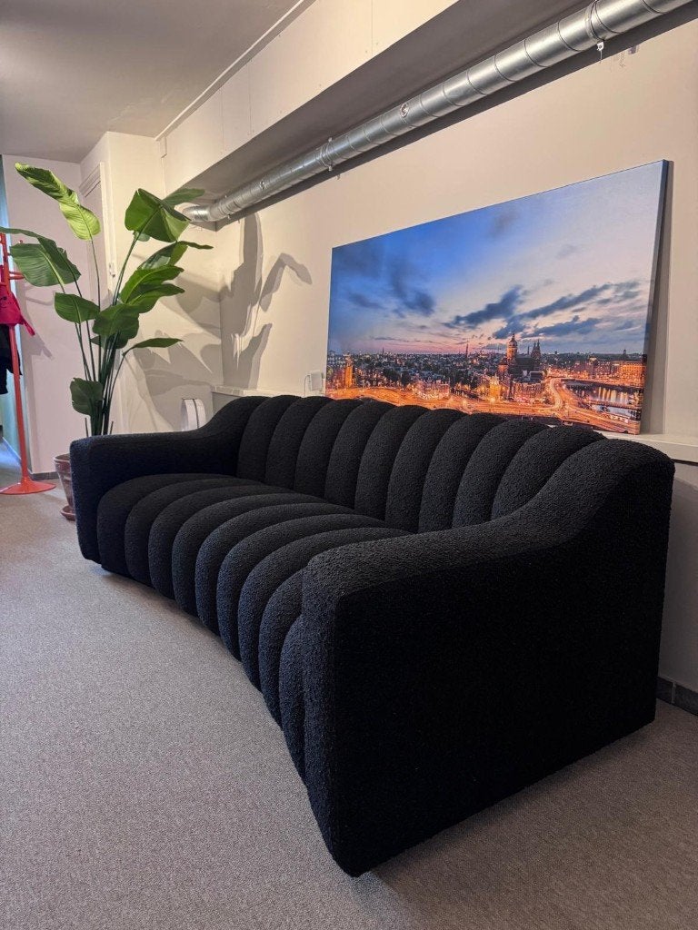 Eichholtz Sofa Kelly - Bouclé Black, Ophalen, 100 tot 125 cm, Driepersoons, Zo goed als nieuw