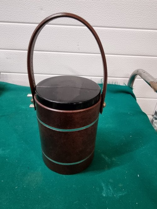 Ijsemmer vintage retro bruin bekleed, Ophalen of Verzenden