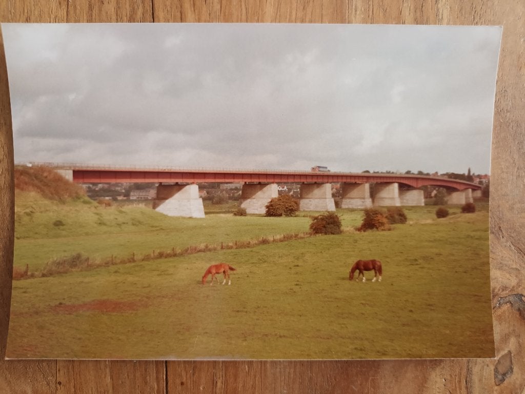 Echte foto Rijnbrug bij Rhenen 1985, Verzamelen, Gebruikt, 1980 tot heden, Foto, Ophalen of Verzenden