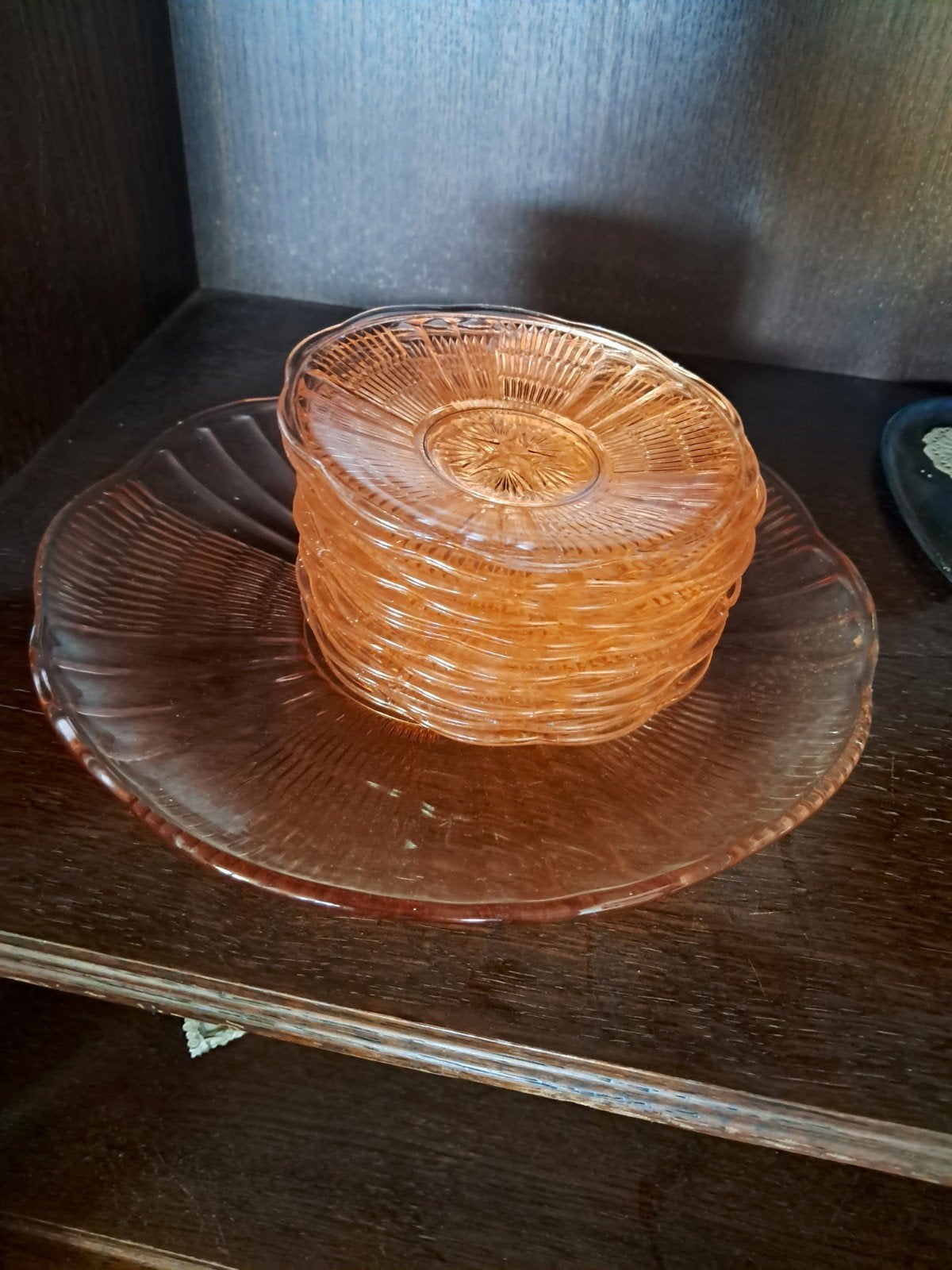 Vintage Roze Glazen Schoteltjes - Set van 11 plus schaal, Ophalen