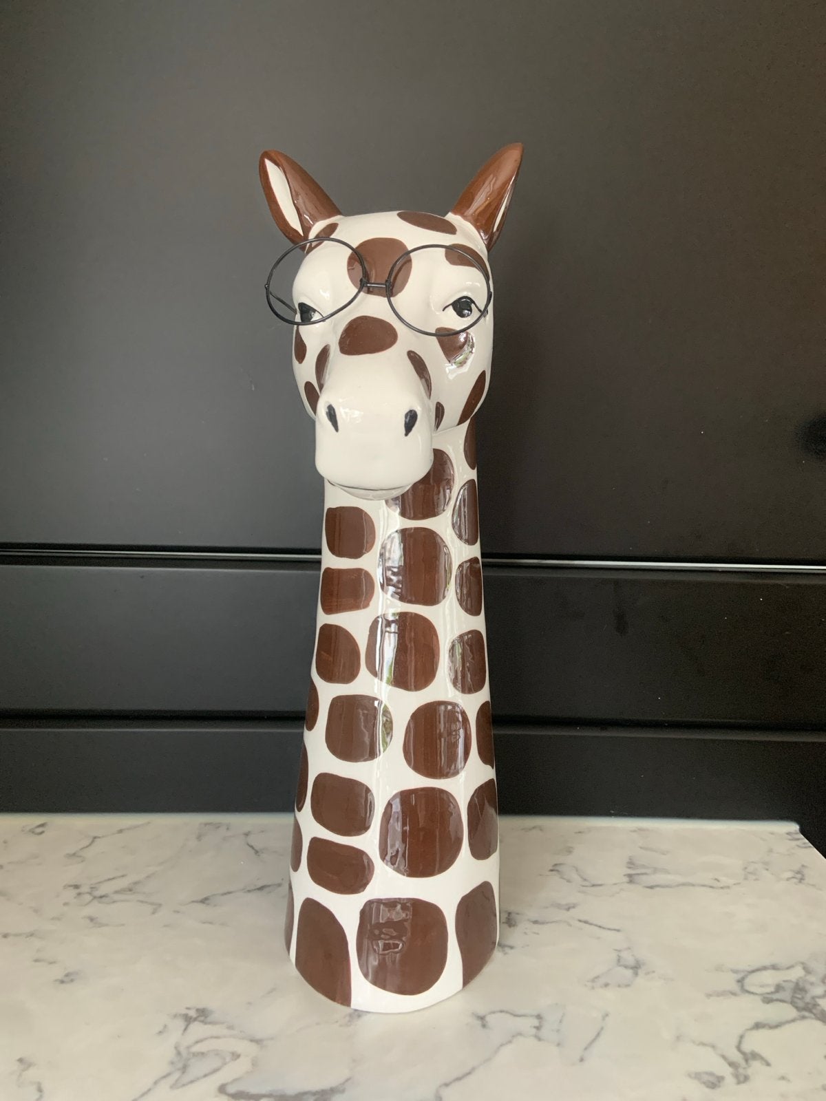 Leuke Giraffe Vaas met Bril - Decoratieve Blikvanger, Ophalen, Zo goed als nieuw, Steen/keramiek, Meerkleurig