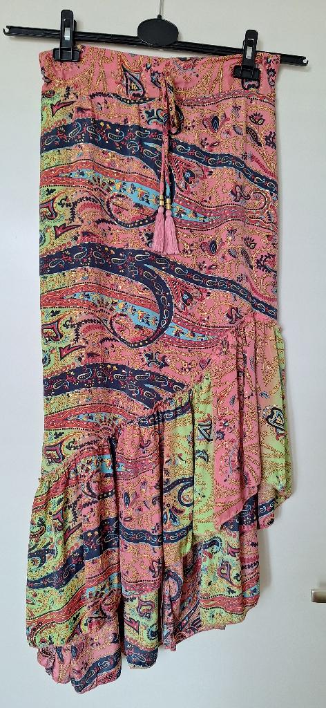 Boho festival maxi rok paisley print gouden details maat S-L, Overige kleuren, Onder de knie, Ophalen, Maat 38/40 (M)