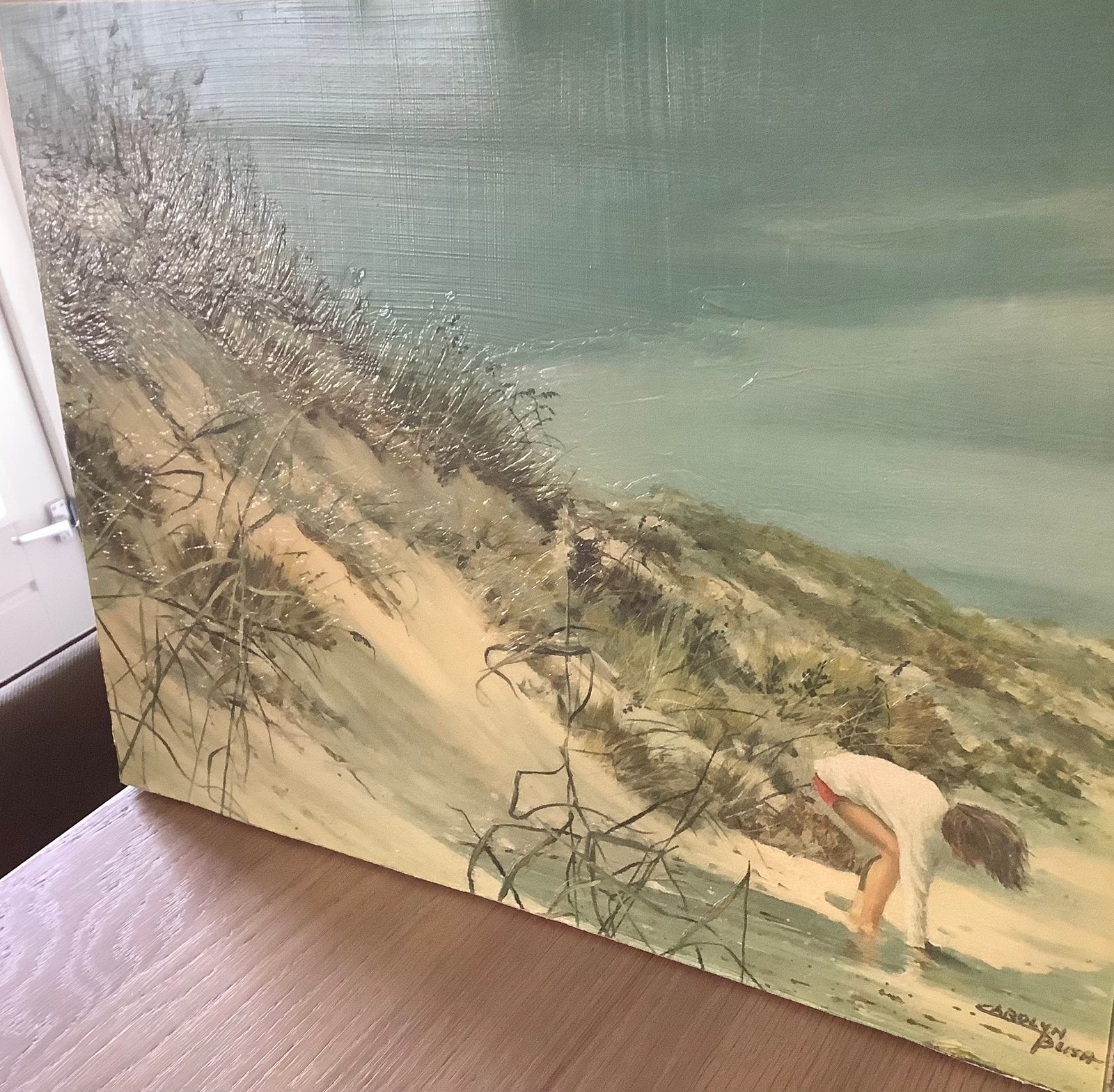 Vintage Carolyn Blish Kind dat schelpen zoekt Dimension Weld, Ophalen of Verzenden, Minder dan 50 cm, Schilderij