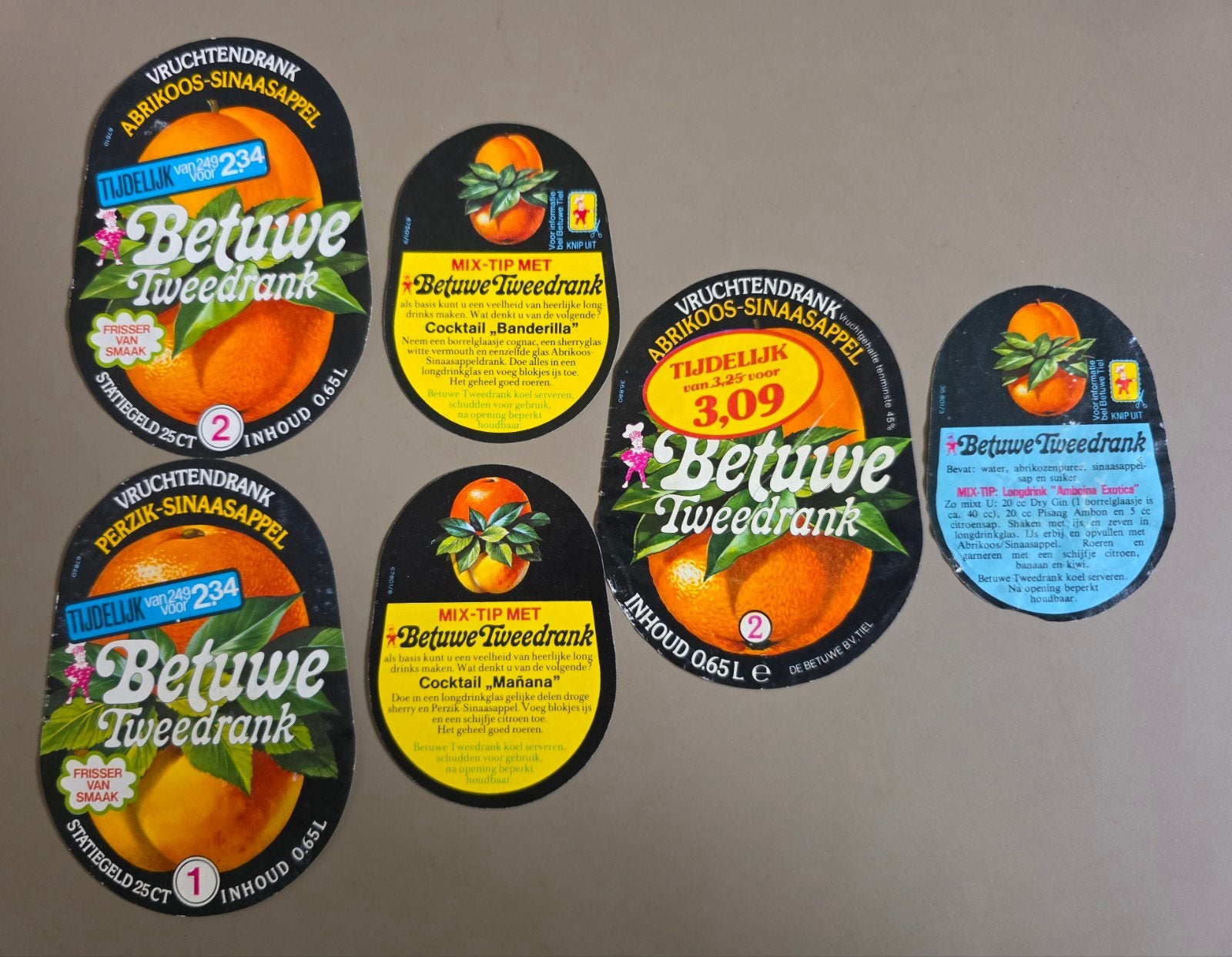 109) 6 ORIGINELE DE BETUWE- FLIPJE TIEL, Verzenden, Gebruikt, Overige typen