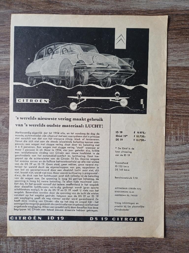 Originele Citroen DS19 / ID19 advertentie uit 1959, Ophalen of Verzenden, Gelezen, Citroën